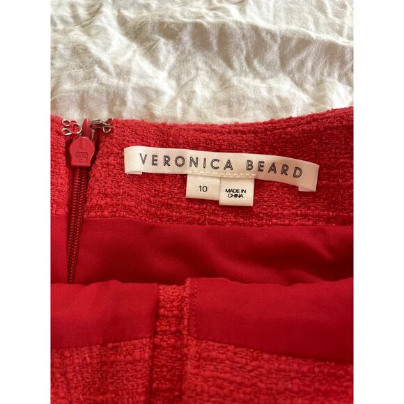 Veronica Beard Coral Red Shona Tweed Mini Skirt - Size 10 - Picture 4 of 5